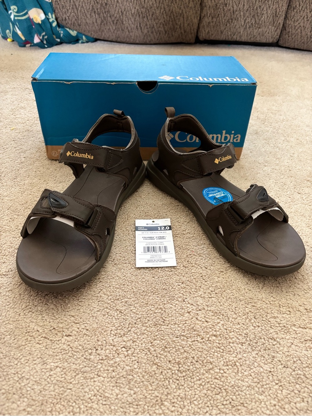 Columbia Cordovan Brown 2-Strap Men's Sandals